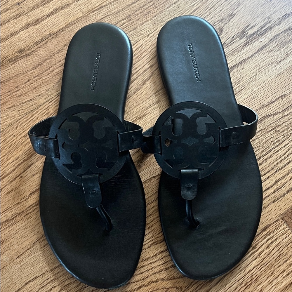Tory Burch Black Leather Slides